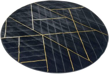 Килим для вітальні сучасний килим геометричний візерунок чорне золото розмір 240 x 340 см