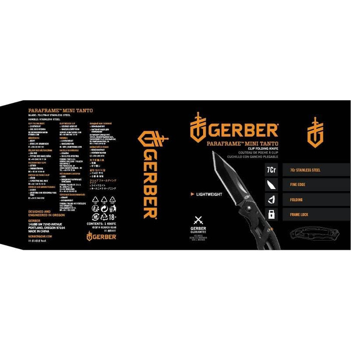 Складаний кишеньковий ніж Gerber з гладким лезом і кишеньковою кліпсою Mini Tanto 5,4 см