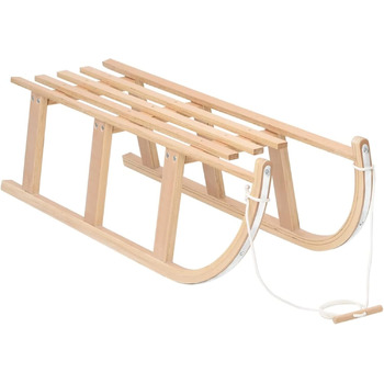 Сани Давос дерев'яні санки снігові з тяговим канатом для зимових видів спорту катання на лижах на відкритому повітрі 110 х 40 х 34