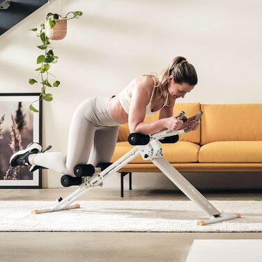 Складаний тренажер для пресу SportPlus для домашнього використання - Тренажер для м&39язів живота, ролик для пресу з 3 або 4 кутами тренування - Пристрій для тренування м&39язів живота до 100 кг Білий / Червоний