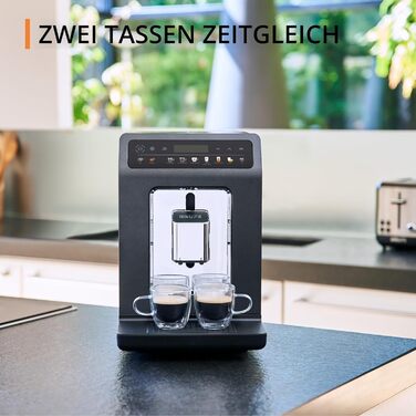 Повністю автоматична кавоварка Krups Evidence One з молочною трубкою, 12 напоїв, функція 2 чашки, кольоровий дисплей, кавоварка, ущільнення TV, чорний, EA895N10, Meteor Graphite Single