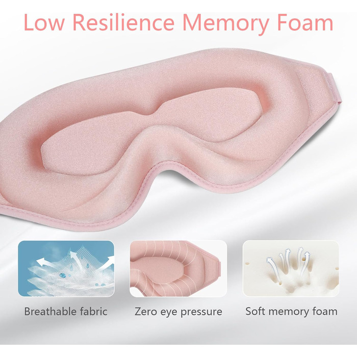 Маска для сну, 100 світлонепроникна маска для сну, 3D накладки на очі з регульованим ремінцем, піна з пам'яттю, нічна пов'язка для
