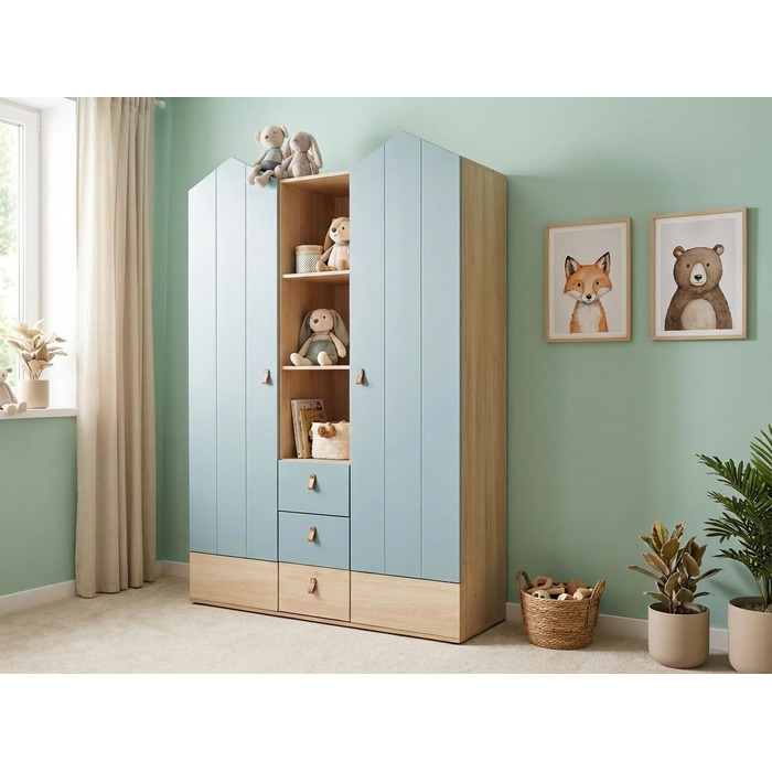 Шафа-купе з двома дверима та плавним закриттям/демпфіруванням дверей, колір дуба Нагано, висока якість