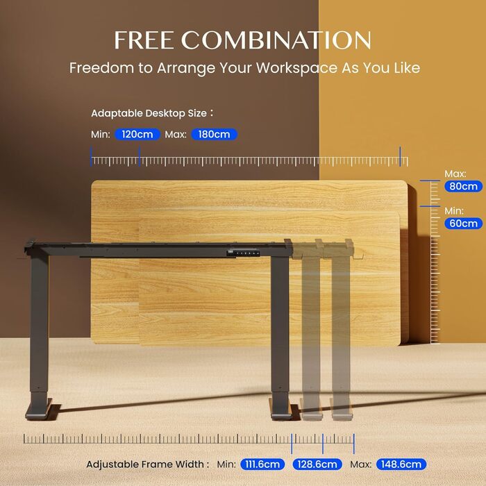 Каркас столу FLEXISPOT з регулюванням висоти, електричні ніжки столу з 2 двигунами, світлодіодним індикатором висоти та 4 функціями пам&39яті, включаючи 2 гачки та органайзер для кабелів, чорний. Каркас столу E1 PRO нова версія, благородний чорний.