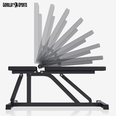 Силова лава GYRONETICS - Багатофункціональна, регульована спинка у 8 положеннях та регульоване сидіння у 3 положеннях, 120 x 53,5 x 115 см, вантажопідйомність до 200 кг - Похила лава, тренувальна лава, плоска лава, лава для штанги, фітнес