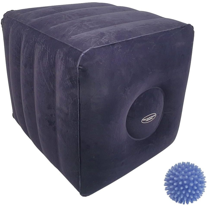 Куб для підняття ніг FabaCare, куб для міжхребцевих дисків з масажним м&39ячем Blue Hedgehog, подушка для розвантаження, підставка для литок, подушка для міжхребцевих дисків, подушка для позиціонування ніг, підставка для ніг для вправ на спину, надувна