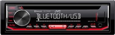 Автомобільна CD-радіостанція JVC KD-T702BT з Bluetooth гучного зв'язку (високопродуктивний тюнер, звуковий процесор, USB, Android і Spotify Control, 4x50 Вт, червоний/чорний) USB/BT одинарний