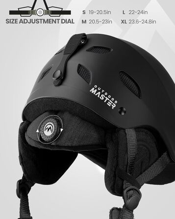 Комплект лижних шоломів OutdoorMaster, лижний шолом Kelvin з лижними окулярами PRO - комплект шоломів для сноуборду для чоловіків, жінок та дітей, чорний, L