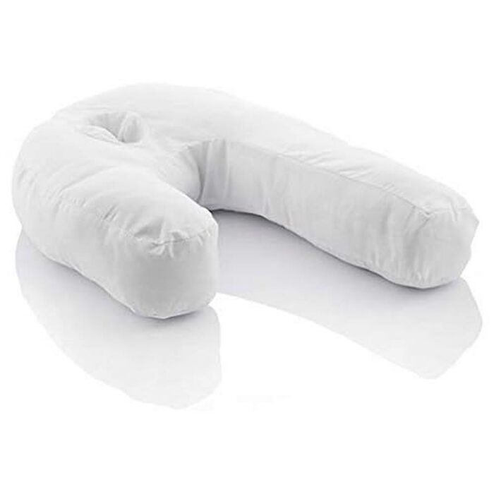 Ергономічна подушка для сну на боці U-подібної форми, ідеальна для вагітних, сприяє спокійному диханню, зменшує хропіння, бавовна та поліестер, біла, 39 x 57 x 14 см