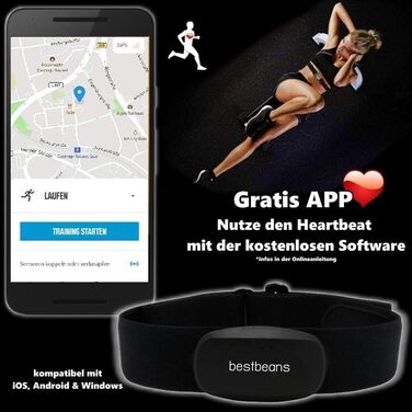 Монітор серцевого ритму, Bluetooth ANT, точна ЕКГ - сумісний з Polar, Runtastic, Wahoo, Garmin, Endomondo Pulse, Heartbeat Swim