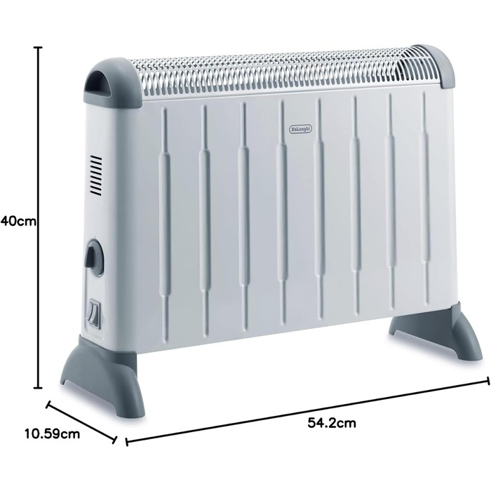 Конвекторний обігрівач De&39Longhi HCM2030 - 3 рівні нагріву для приміщень об&39ємом до 60 м, запобіжний термостат, функція захисту від замерзання, кімнатний термостат, сірий