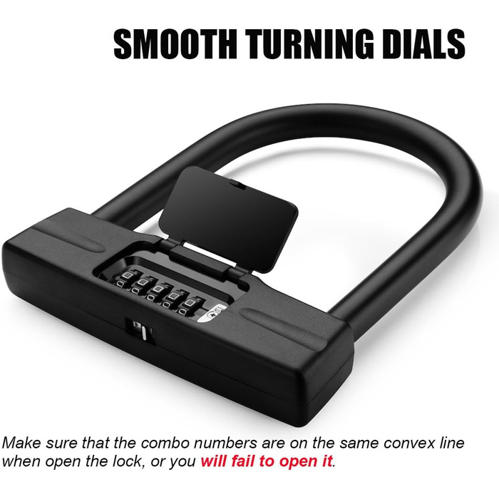 Велосипедний U-замок, міцний кодовий замок для велосипедів, скутерів, мотоциклів, захист від крадіжки (чорний, дужка 14 мм) Чорний, дужка 14 мм