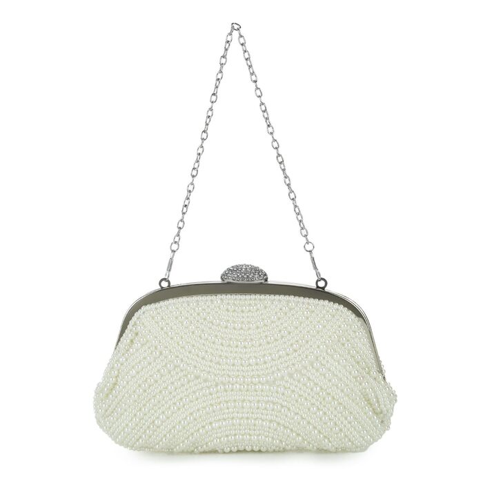 Елегантне клатч-вестикування Kunstperlen для жінок, вечірня сумочка для нареченої з ланцюжком на плече для весілля, випускного та вечірки, бежевий колір