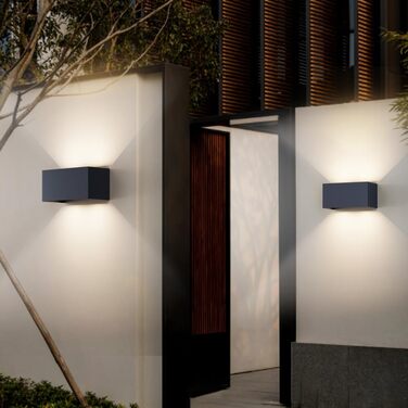 Світлодіодний настінний світильник Klighten 24 Вт для приміщень/зовнішнього використання, лампа 4000K для зовнішнього використання, IP65 з регульованим кутом променя, натуральний білий/антрацит