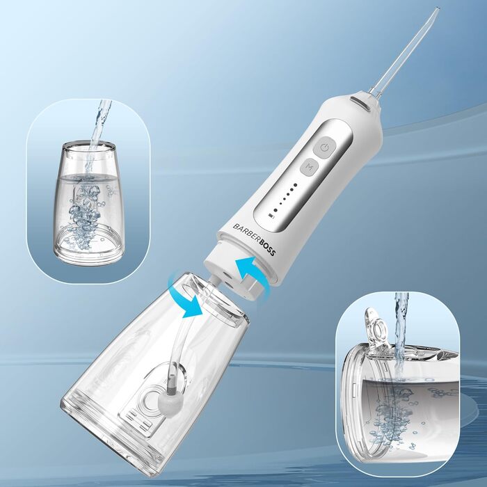 Акумуляторний іригатор для зубів та ясен, 5 режимів очищення, 5 насадок, резервуар 300 мл, бездротовий USB-іригатор, водонепроникний IPX7 та обертова насадка на 360