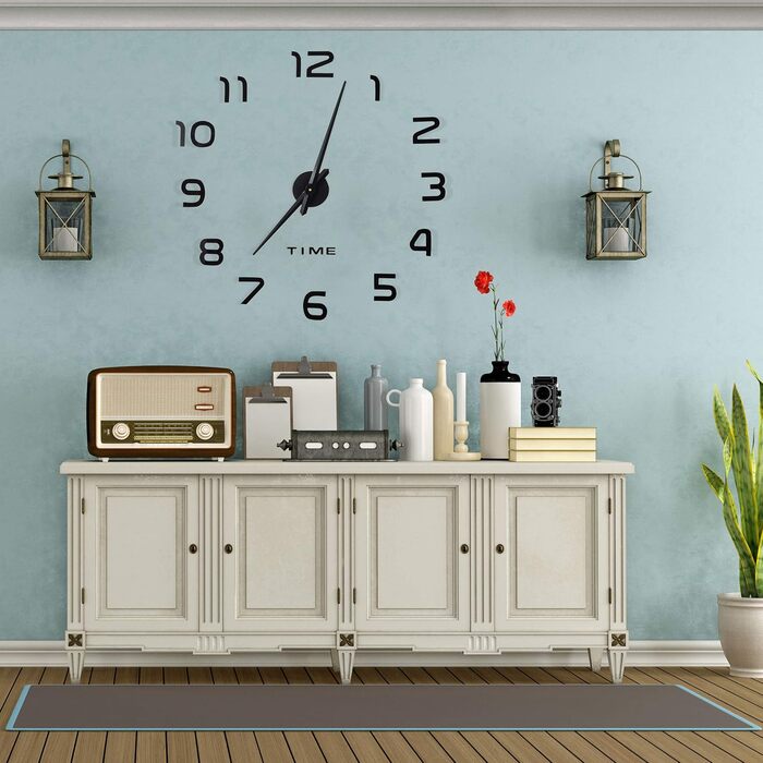 Настінний годинник Relaxdays DIY, 3D-цифри, настінне татуювання годинника, проста установка, змінний розмір, сучасний, чорний