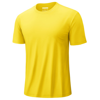 Чоловіча футболка CAVVA UV UPF80 з короткими рукавами, функціональна, дихаюча, з круглим вирізом, жовтого кольору, XL