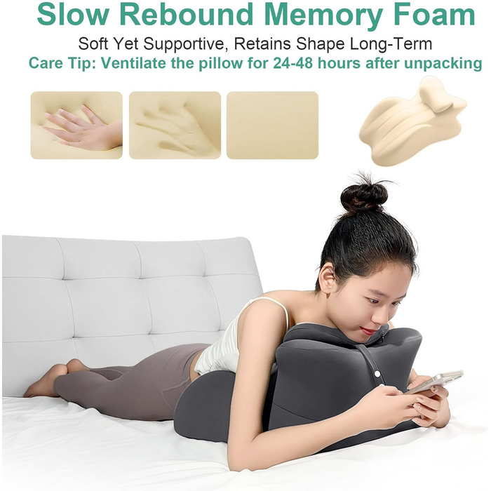 Клиноподібна подушка з піни з ефектом пам&39яті, подушка для читання для узголів&39я ліжка, подушка для ліжка для сидіння, ергономічна підтримка при болях у спині, для сну на животі, ідеально підходить для масажу, поперекова подушка зі знімним чохлом, тем