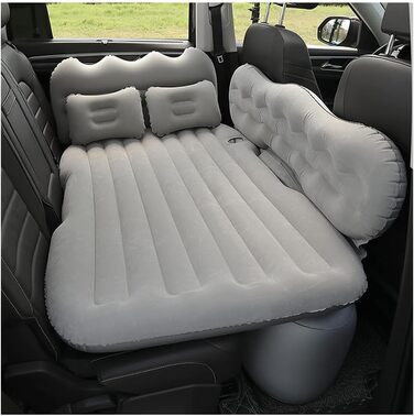 Надувний матрац для Ford Ranger 2012-2025, товстіший надувний матрац для заднього сидіння автомобіля з 2 подушками та місцем для зберігання речей, A/Сірий звичайний A/Сірий