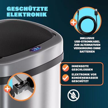 Відро для сміття кухонне 58 л автоматичне з датчиком руху кришка м'яко закривається водонепроникне розумне відро для сміття USB ка