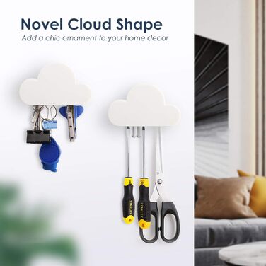 Тримач для ключів MoKo магнітний, 2 шт. для наклеювання, гачок для ключів без свердління для стіни - білий