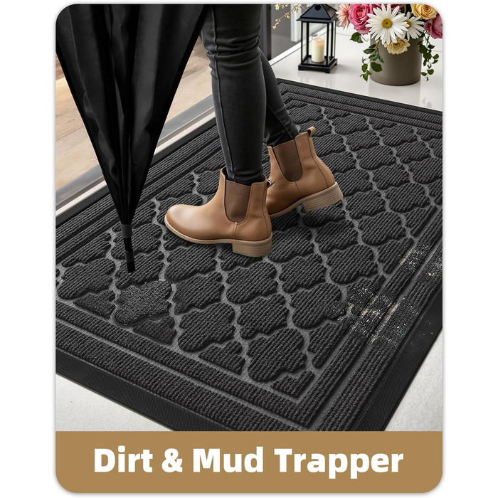 Килимок для вулиці Color G, міцний 60 x 90 см, нековзний, миється, водонепроникний, брудозахисний килимок для вхідних дверей, входу, балкону (сірий) сірий 60 x 90 см (прямокутний)