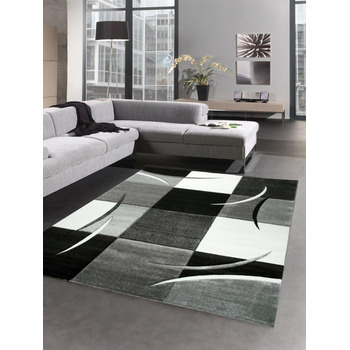 Дизайнерський килим CARPETIA килим для вітальні в клітинку сірий кремовий чорний розмір 200 x 290 см 200 x 290 см сірий кремовий ч