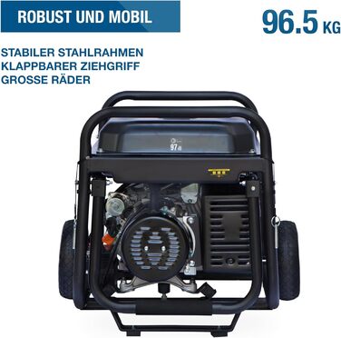 Бензиновий генератор HYUNDAI HY8500LEK-T, генератор 230 В та 400 В, максимальна потужність 10,3 кВА, двигун 16,3 к.с., електричний запуск, генератор для будівельного майданчика, аварійний генератор живлення