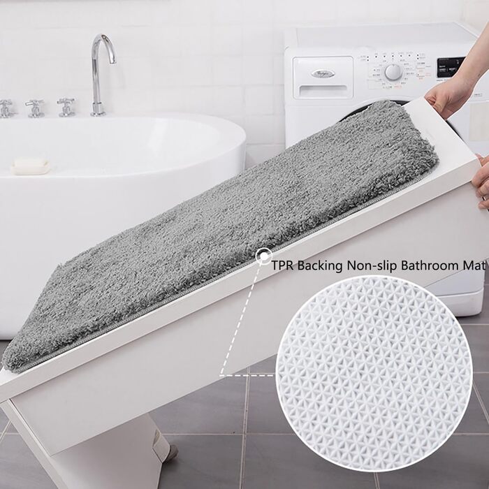 Килимок для ванної, сірий, набір з 3 предметів для ванної кімнати, нековзні килимки та килимки для ванної, нековзний килимок для ванної, що прається, надтовстий килимок для ванної з мікрофібри (сірий, 40x5050x6050x80см) 50 x 80 см (прямокутний) сірий (ком