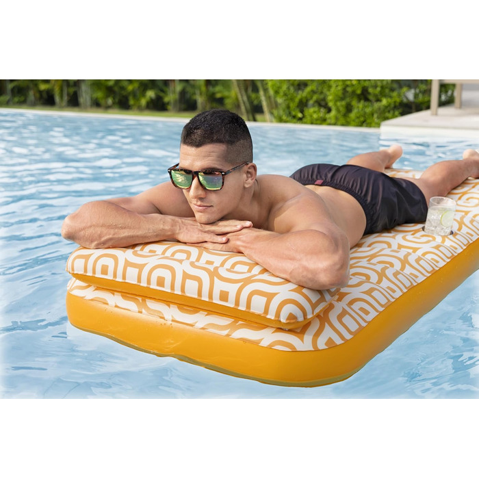 Надувний матрац Bestway з оксамитовою поверхнею, 169 x 77,5 x 30,5 см, 1 особа, ПВХ, 2 повітряні камери, оксамитова поверхня, вбудований тримач для напоїв, запобіжний та швидкознімний клапан, латка для ремонту