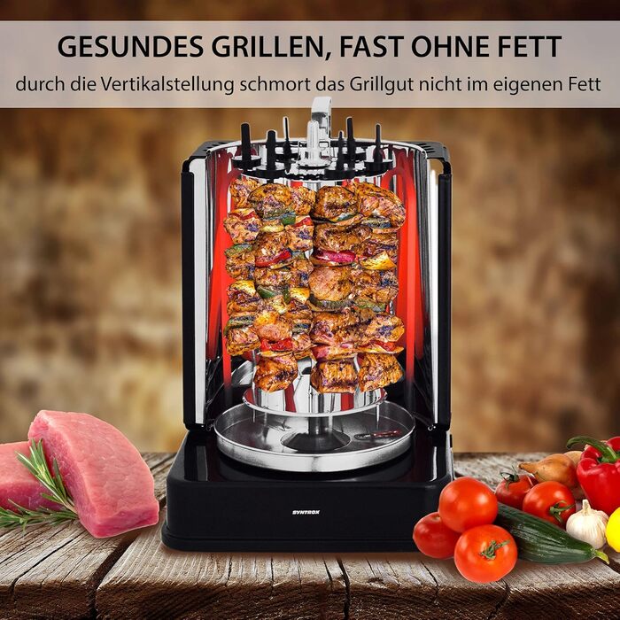 Німеччина Вертикальний гриль Шашличний гриль Гіросгриль Шашлик з м'яса Гриль Курка гриль RED-A-1400W-BLACK-Bilbao