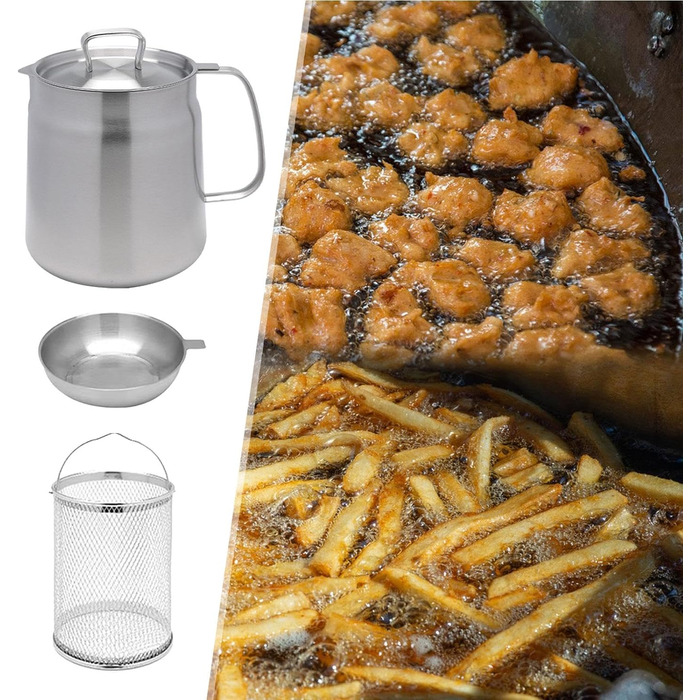 Горщик для смаження Gralara, кошик для сита для олії з ручкою, каструля, каструля для бульйону, маленька каструля для фритюрниці для приготування, випічка, олія, зберігання, 2 л