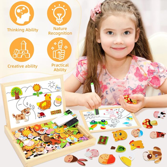 Дерев&39яна іграшка-головоломка COOLJOY, 100 шт., дерев&39яна магнітна головоломка для дівчаток, ферма, шаблони, ігри, подарунок,