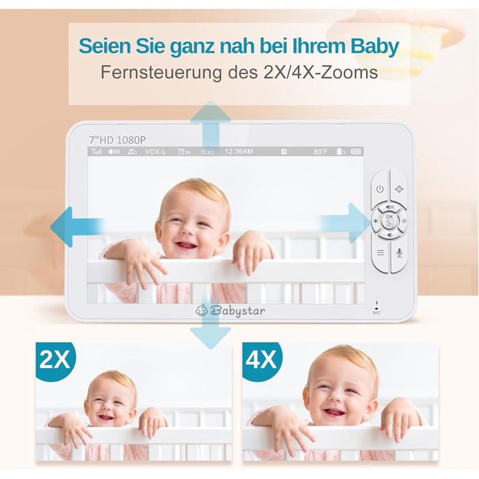 З 2 камерами 7-дюймовий 1080P розділений екран Відеоняня з вбудованим ширококутним об&39єктивом, інфрачервоним нічним баченням, дв