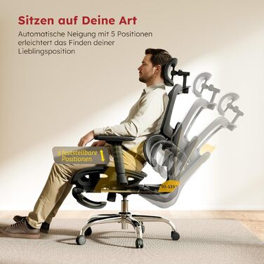 Ергономічне офісне крісло з підставкою для ніг та знімною подушкою