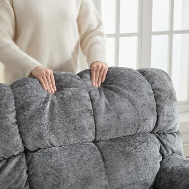 Крісло-гойдалка з функцією відкидання та гойдання, надзвичайно велике електричне крісло для телевізора, надзвичайно широке поворотне крісло-гойдалка, електрично регульований кут нахилу 90-140, порти USB та Type-C, сірий