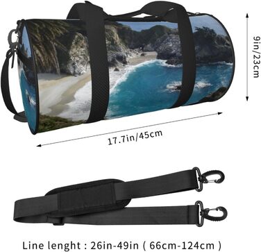 Спортивна сумка, дорожня сумка, пляжна сумка з принтом Водоспад, сумка на нічліг, чорна, універсальний розмір