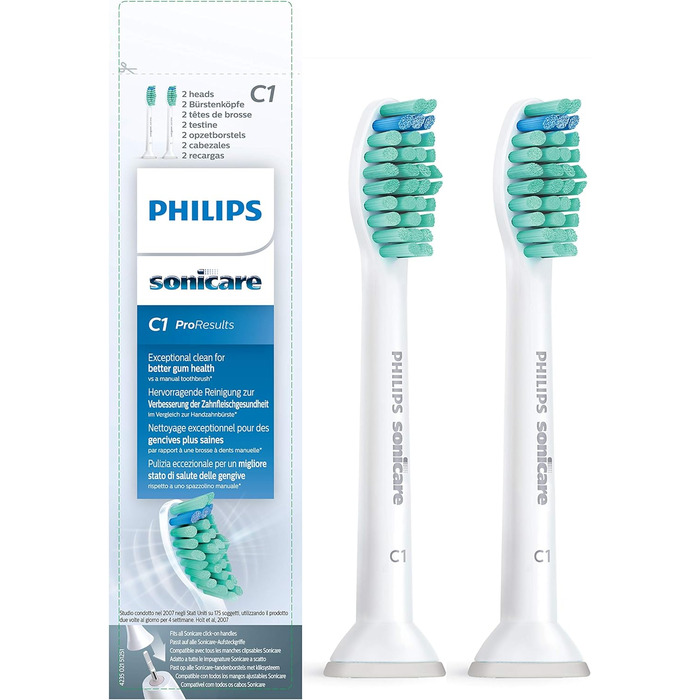 Оригінальні насадки для звукових зубних щіток Philips Sonicare ProResults Original - 8 упаковок білого кольору (модель HX6018/07) (2 шт. и (1 упаковка), 2 шт. и, стандартна коробка)