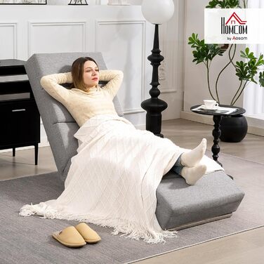 Крісло для відпочинку HOMCOM, реклайнер, крісло для відпочинку, м&39який шезлонг з лляним виглядом, сталеві ніжки, крісло для відпочинку для вітальні, світло-сірий колір