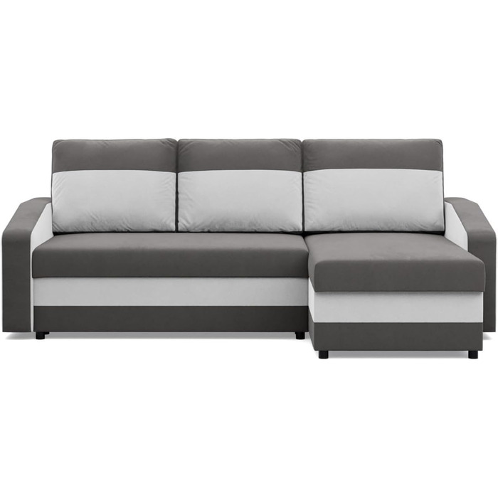 Кутовий диван з функцією сну та ящиком для зберігання Orion, Універсальний кутовий диван, L-подібний диван (ШxГxВ) 231 x 140 x 85 см, диван для вітальні, кутовий диван, сірий білий (Micro 27 Micro 31)
