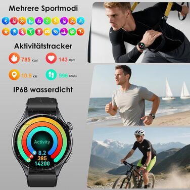 Новий смарт-годинник 2026 року для чоловіків з ЕКГ/монітором батареї/ІМТ/ВСР/сечовою кислотою/світлодіодним підсвічуванням, круглий AMOLED-годинник 1,56 дюйма з 24-годинним монітором артеріального тиску/SpO2/пульсометром, монітором сну/апное, екстреним ви