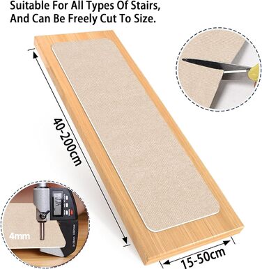 Сходинки для сходів 17 x 70 см, самоклеючі та протиковзкі, м&39який ворс, можна різати, багаторазові, 5 самоклеючих внутрішніх сходинок, килимове покриття для сходів для дітей та людей похилого віку, D