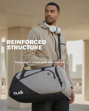 Великий спортивний рюкзак Tolaccea 47L з відділенням для взуття, відділенням для вологи, щотижневою дорожньою сумкою, спортивною сумкою, сумкою для фітнесу та тренувань для чоловіків та жінок, для тренажерного залу, подорожей, плавання, сауни, футболу (сі