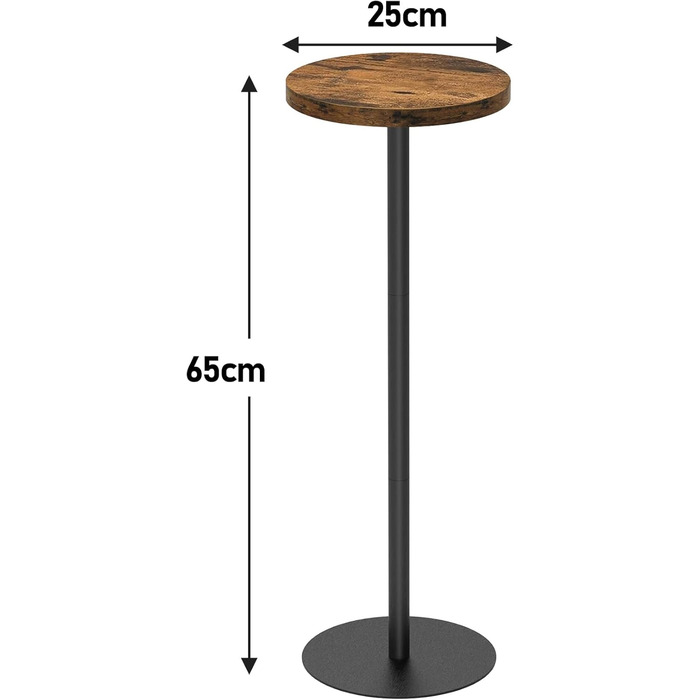 Журнальний столик, високий, круглий столик для напоїв, маленький стоячий столик, вітальня, коричневий 1 коричневий, 01BB065EU