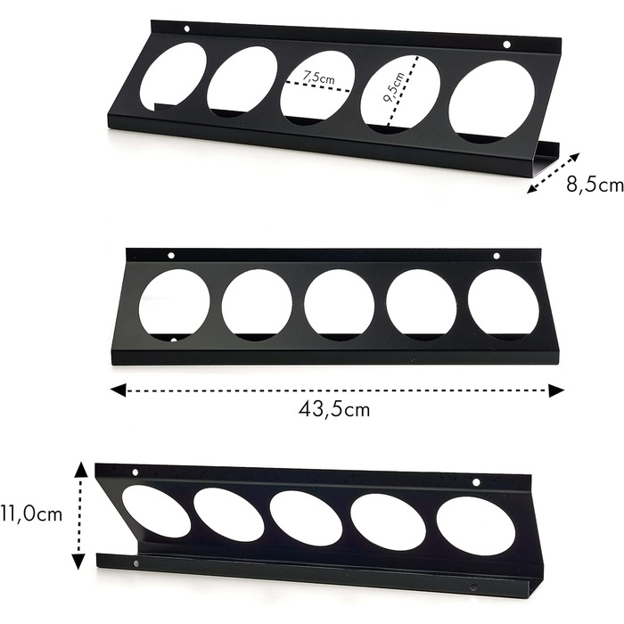 Металевий тримач балончика GARTHEIN Тримач для балончика на 5 банок Аксесуари для майстерні Аксесуари для кріплення на полицю в комплекті