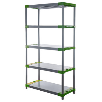 Пластиковий стелаж PROREGAL &quotСірий ведмідь&quot Високий ВxШxГ 180x100x46 см Вантажопідйомність полиці 120 кг Сіро-зелений Пластиковий стелаж для підвалу, стелаж для зберігання, безригельний стелаж ВxШxГ 180x100x46 см сіро-зелений