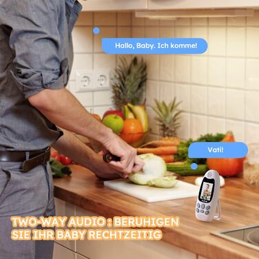 Радіоняня з камерою Портативна функція Vox Датчик температури Нічне бачення Відеоняня Монітор 2,4 ГГц, BOIFUN Інтелектуальний режи