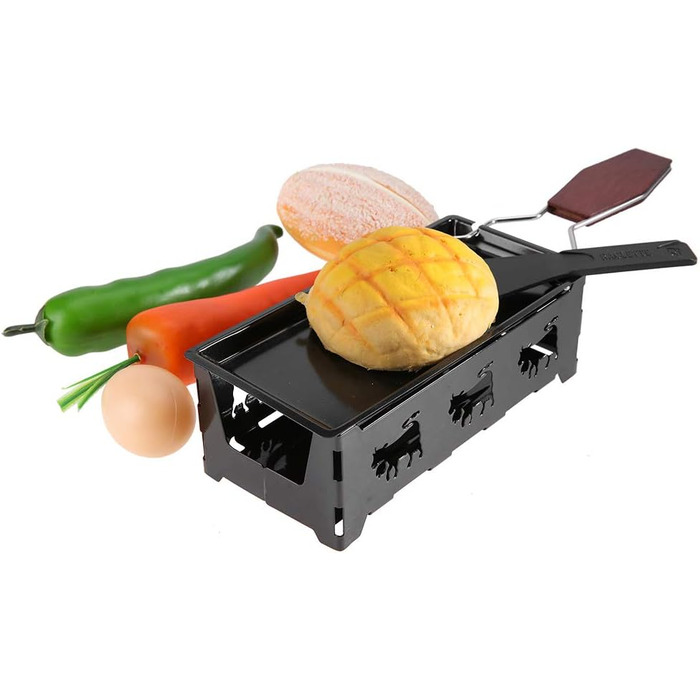 Портативний раклетт, набір грильєрів для сиру з антипригарним покриттям, духова шафа Tealight Raclette Rotaster з дерев'яною ручкою Інструмент для домашнього кухонного гриля