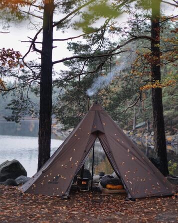 Намет OneTigris Rock Fortress, намет-тіпі, намет-хребет для 4-6 осіб, пірамідальний намет зі штангою, 4-сезонний кемпінговий намет, водяний стовп 3000 мм для активного відпочинку, кемпінгу, пішого туризму, трекінгу, кольору койота