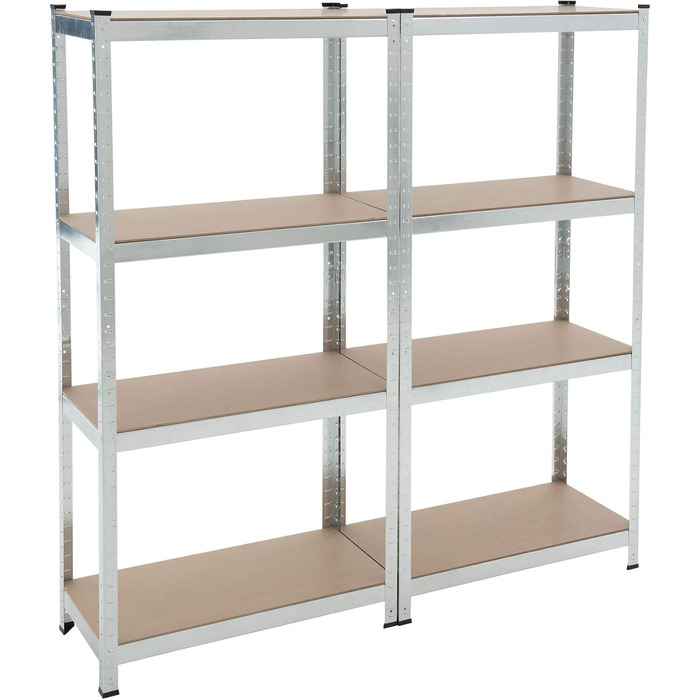 Безболтовий стелаж ESTEXO, стелажі для зберігання, 21 модель на вибір, надміцні стелажі, стелажі для підвалу, стелажі для майстерні, стелажі для робочого столу, гаражні стелажі (оцинковані / 2 шт. 160x80x40см / 640кг) 2 шт. 160x80x40см / 640кг оцинковані